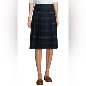 Lands’ End Pleated Hunter Plaid Pleated skirt